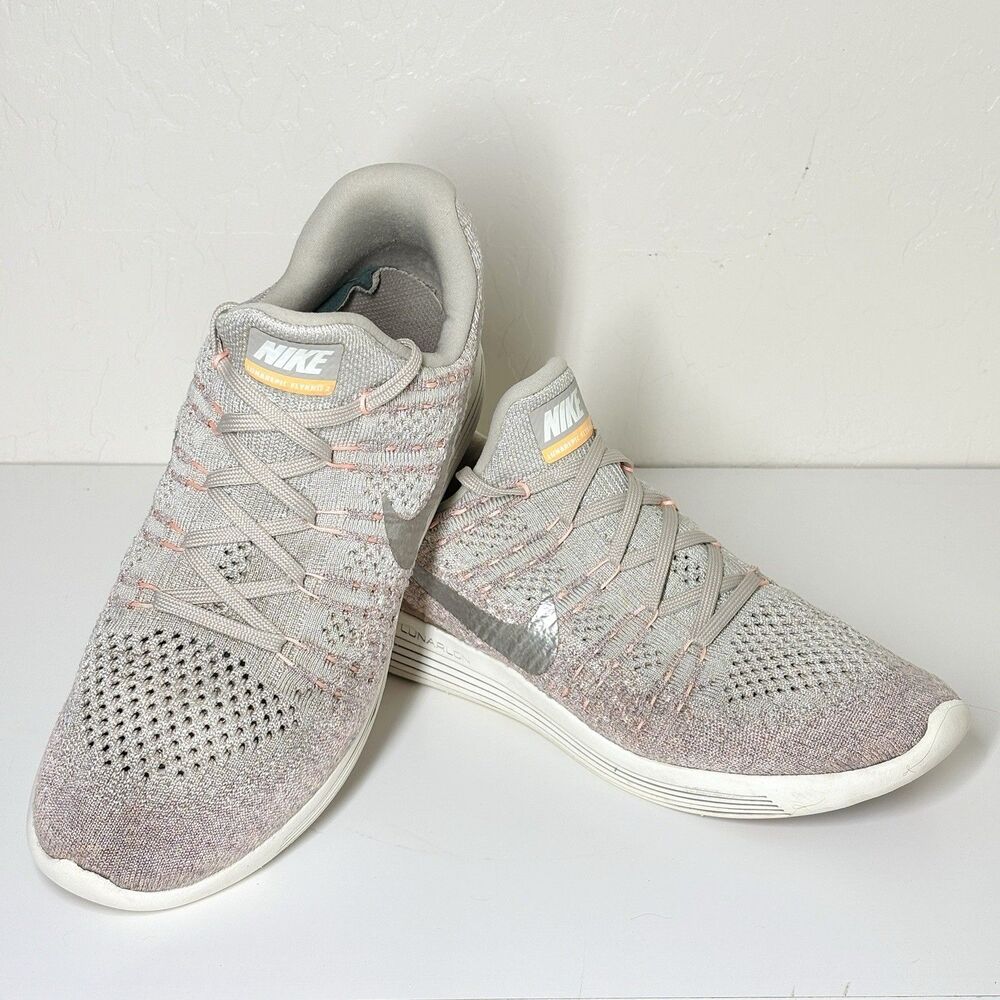 Nike Lunarepic Flyknit Low Running Shoes Womens US Size 10 Orange Pink Walking